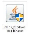 ダウンロードされたJavaインストーラーのアイコン ファイル名は「jdk-17_windows-x64_bin.exe」