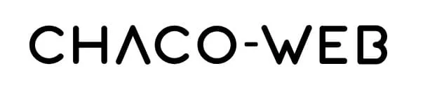 チャコウェブのロゴ。
アルファベットブロック体でCHACO-WEBと書かれている。